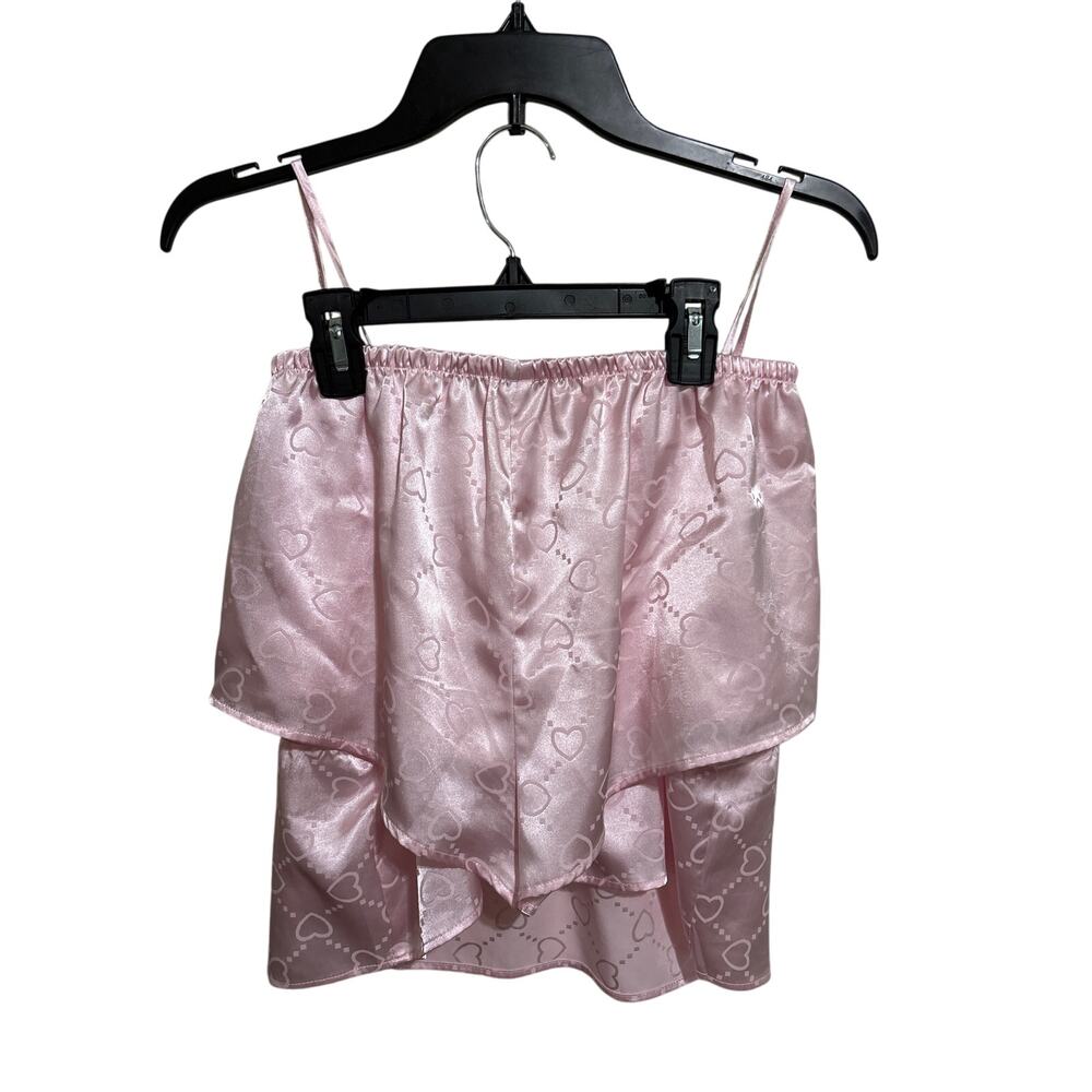 Flora Nikrooz Pink Hearts Pajama Set Tank Shorts M - Picture 2 of 3